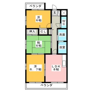 サニーヒルズ釜ヶ洞A棟【3階】の間取り