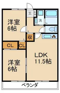 ツインコートB棟【1階】の間取り