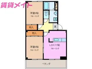 ウッドンビレッジII【2階】の間取り