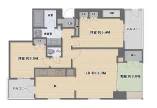 サンクタスタワー心斎橋ミラノ・グランデ【23階】の間取り