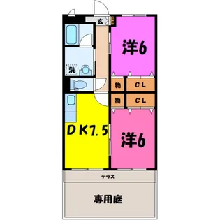 サンハイツ-Kameya (東松山市砂田町)【1階】の間取り