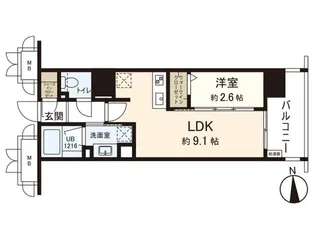 シーズンフラッツ仙台鉄砲町【7階】の間取り