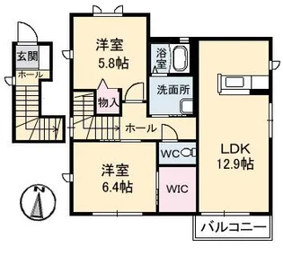 シャーメゾンフェリス【2階】の間取り