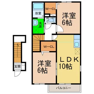 グリュックハウスA・B【2階】の間取り