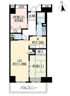 UR港北ニュータウンコンフォールセンター南【4階】の間取り