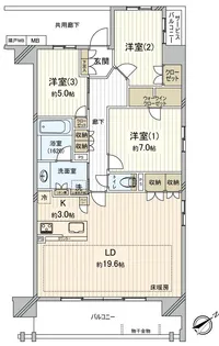 レーベン検見川浜GRANVARDI【3階】の間取り