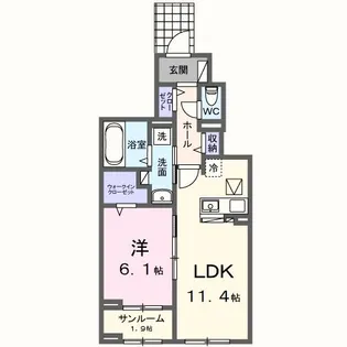 シャルマン酒門III【1階】の間取り