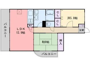 ノーブル伊都【6階】の間取り