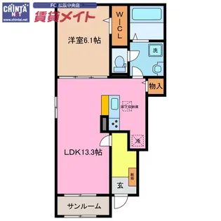 ニューライズ南風 B【1階】の間取り
