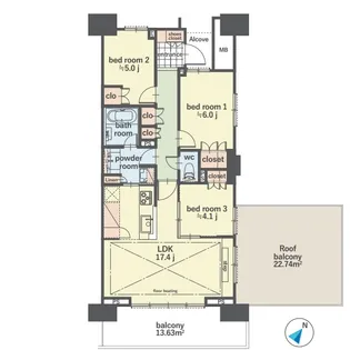 晴海フラッグパークヴィレッジB棟【18階】の間取り