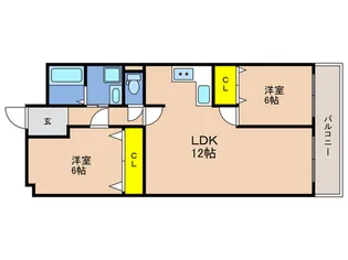 六甲熊内ハイツ【5階】の間取り