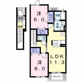 福島県郡山市富田西1【アパート】の間取り