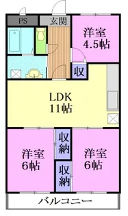 三向ハイツNo.5【3階】の間取り