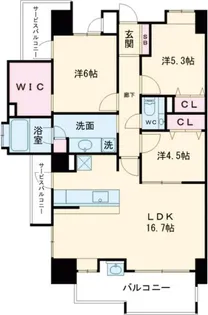 アクタス籠町グランミライ【14階】の間取り
