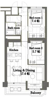 中目黒ハイツ【14階】の間取り