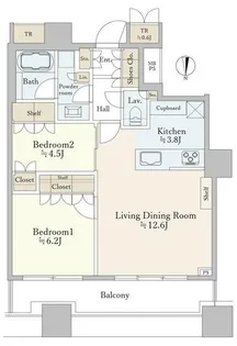 パークタワーグランスカイ【25階】の間取り