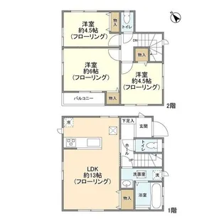 埼玉県越谷市大字下間久里【一戸建】の間取り