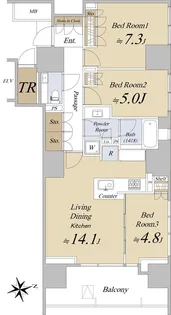 ザ・パークハウス新宿御苑【13階】の間取り