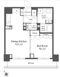 レジデンシャル目黒【5階】の間取り