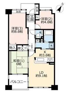 UR幕張ベイタウンパティオス15番街【5階】の間取り