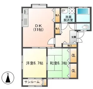 新潟県長岡市下山5【アパート】の間取り