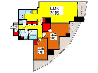 ドリ-ムタワ-キュアレジデンス【17階】の間取り