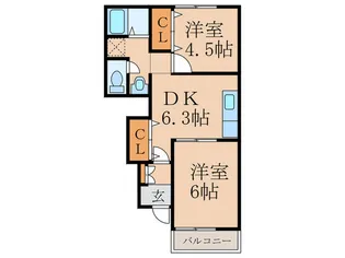 リバ-サイド美夜古C棟【1階】の間取り