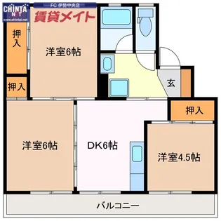 ビレッジハウス伊勢南部1号棟【4階】の間取り