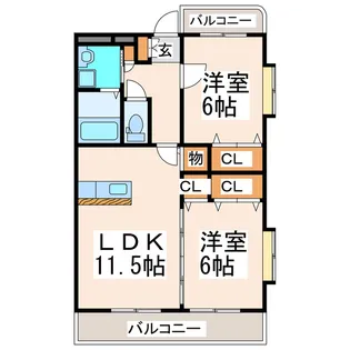 イーストチェリー壱・弐番館【2階】の間取り