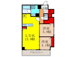 パークヒル新石切【9階】の間取り