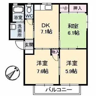 グリーンヴィラージュ【1階】の間取り
