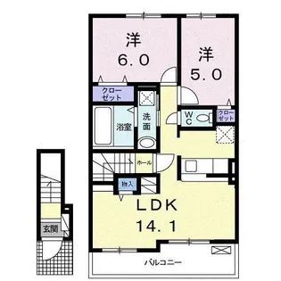 ノースサイドB【2階】の間取り