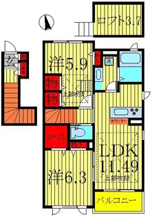 グリナージュI番館【2階】の間取り