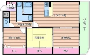 カルム千里山土井B棟【3階】の間取り