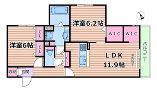 セジュール ド ソレイユII B棟【2階】の間取り