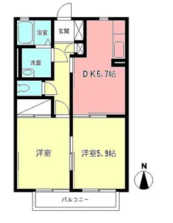 リバーパークB【1階】の間取り