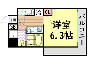 プレサンス難波EASTモダニティ【15階】の間取り