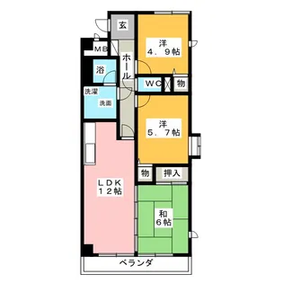 クレインヒルズ則武【6階】の間取り