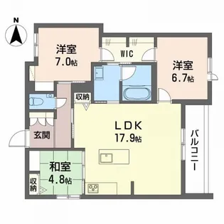 シャーメゾン北田辺【2階】の間取り