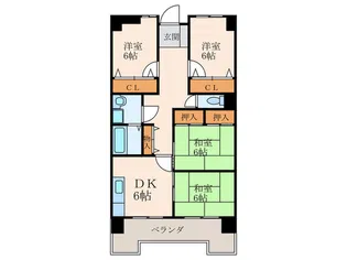 サンフェリカ長行【6階】の間取り