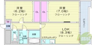 ウェルステージ丸浩弐番館【6階】の間取り
