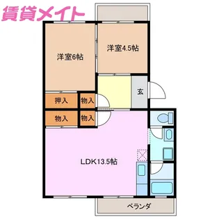 江場ハイツ【4階】の間取り