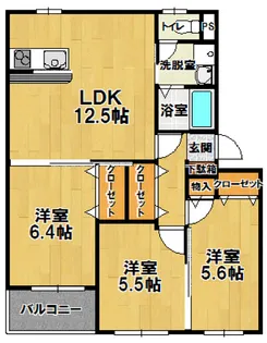 オスタリーパレス【3階】の間取り