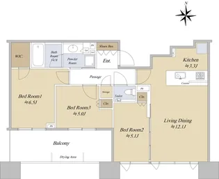 シティタワー武蔵小杉【53階】の間取り