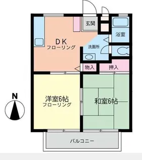 シャトー弥生E【2階】の間取り
