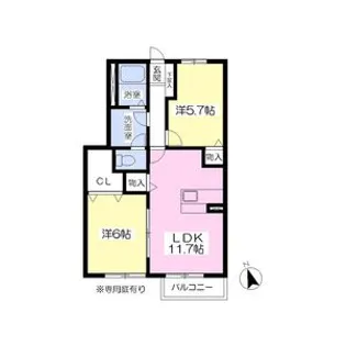 ヒラノハウス 弐番館【1階】の間取り