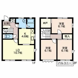 テラスミナミナガレ公園 A【2階】の間取り
