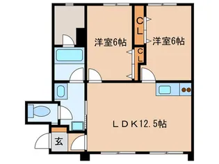 ユニオンハイツ八橋C【1階】の間取り