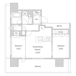 ウェリスタワー愛宕虎ノ門【11階】の間取り