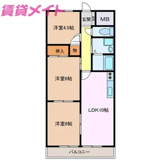 ハイツ富田3【4階】の間取り